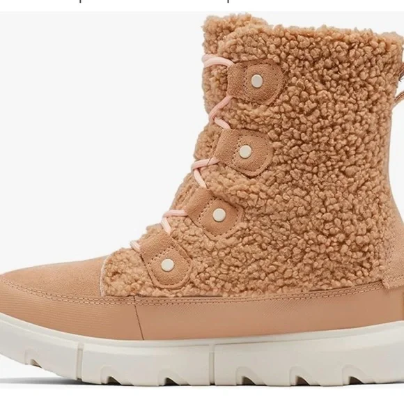 NEW Sorel Joan Explorer II Cozy Waterproof Boots Size 8. Color is Canoe/Chalk - Picture 3 of 7